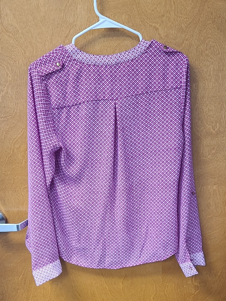 The Limited Fuscia Geometric V-Neck Blouse - Size M — image 4 of 4